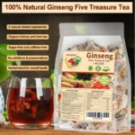 Steaming Ginseng Five Treasure Tea: Pyramid Bag Brewing in Glass